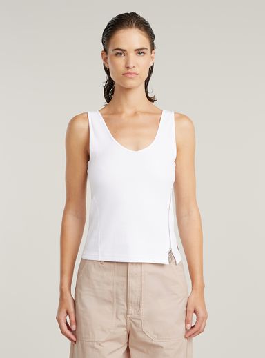Asymmetrical Zip Slim Tank Top